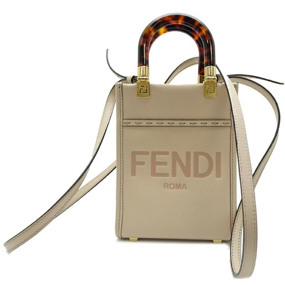 FENDI Beige Leather Shoulder Bag - Picture 1 of 10